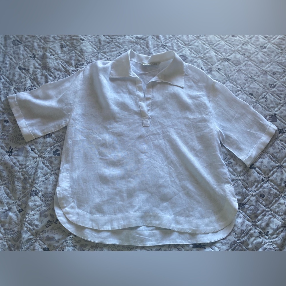 Zara Linen Short- sleeve Shirt size XS
